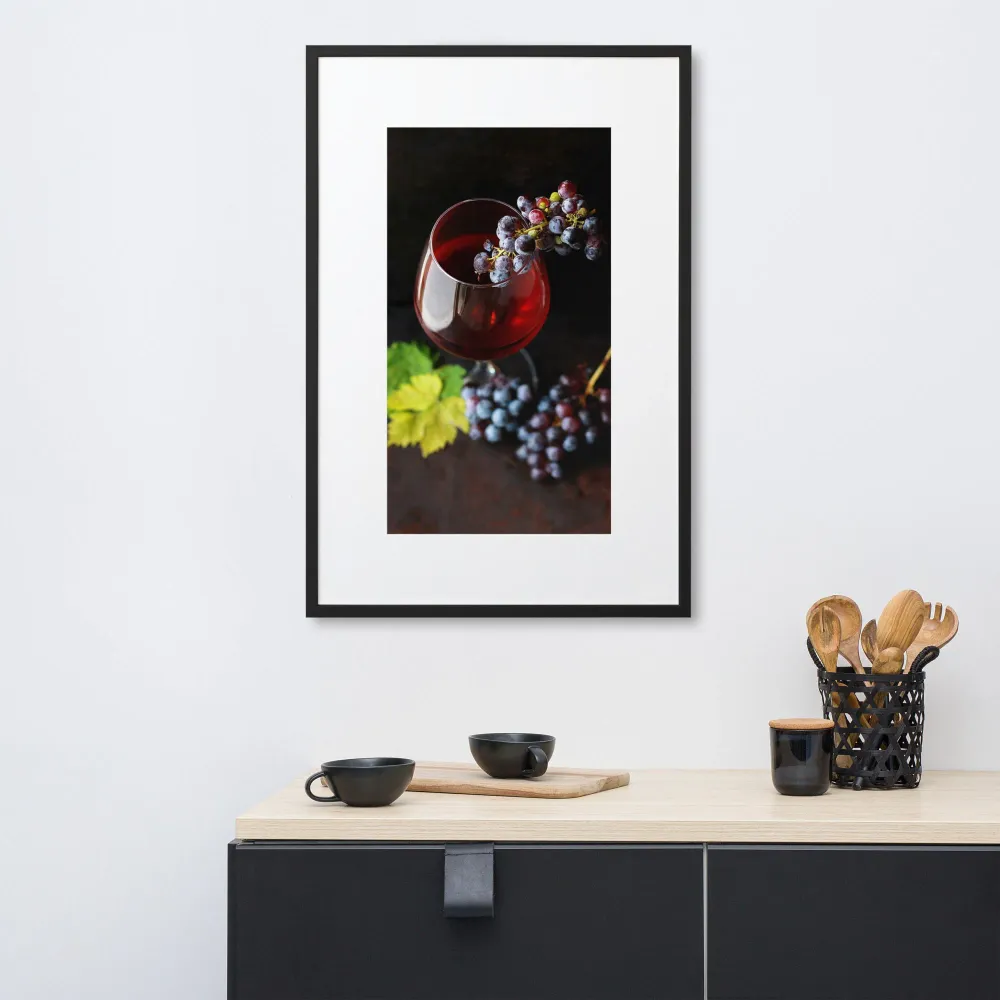 Cartel con passepartout - vino y uvas. Negro Kuratoren von artlia