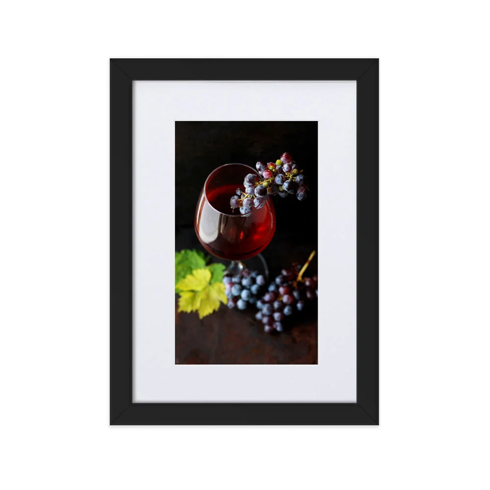 Cartel con passepartout - vino y uvas. Negro Kuratoren von artlia