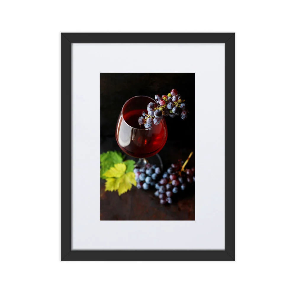 Cartel con passepartout - vino y uvas. Negro Kuratoren von artlia