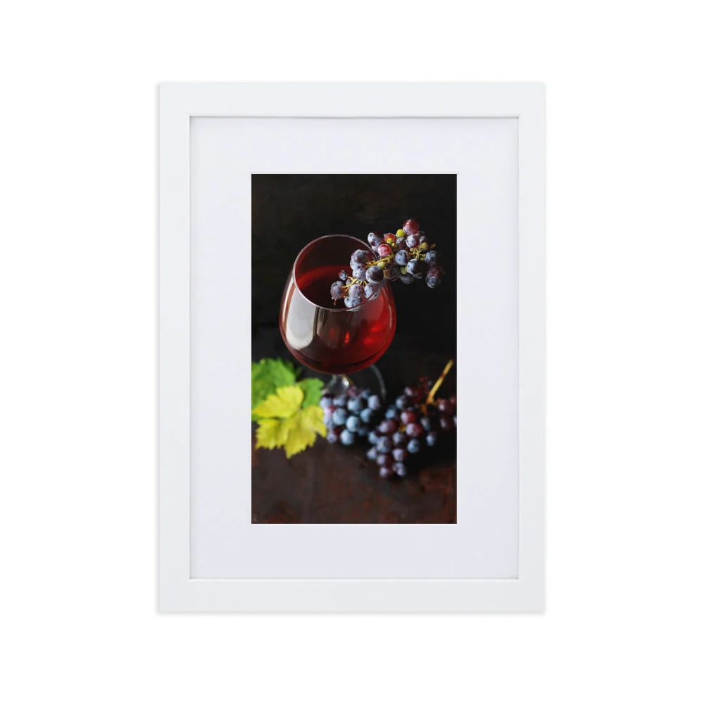 Cartel con passepartout - vino y uvas. Negro Kuratoren von artlia
