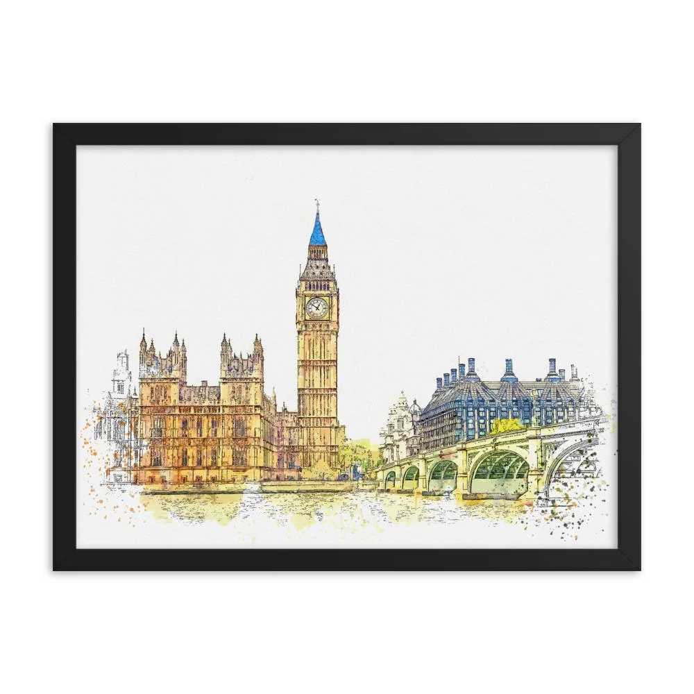 Londres en naranja - Póster en marco Blanco Kuratoren von artlia