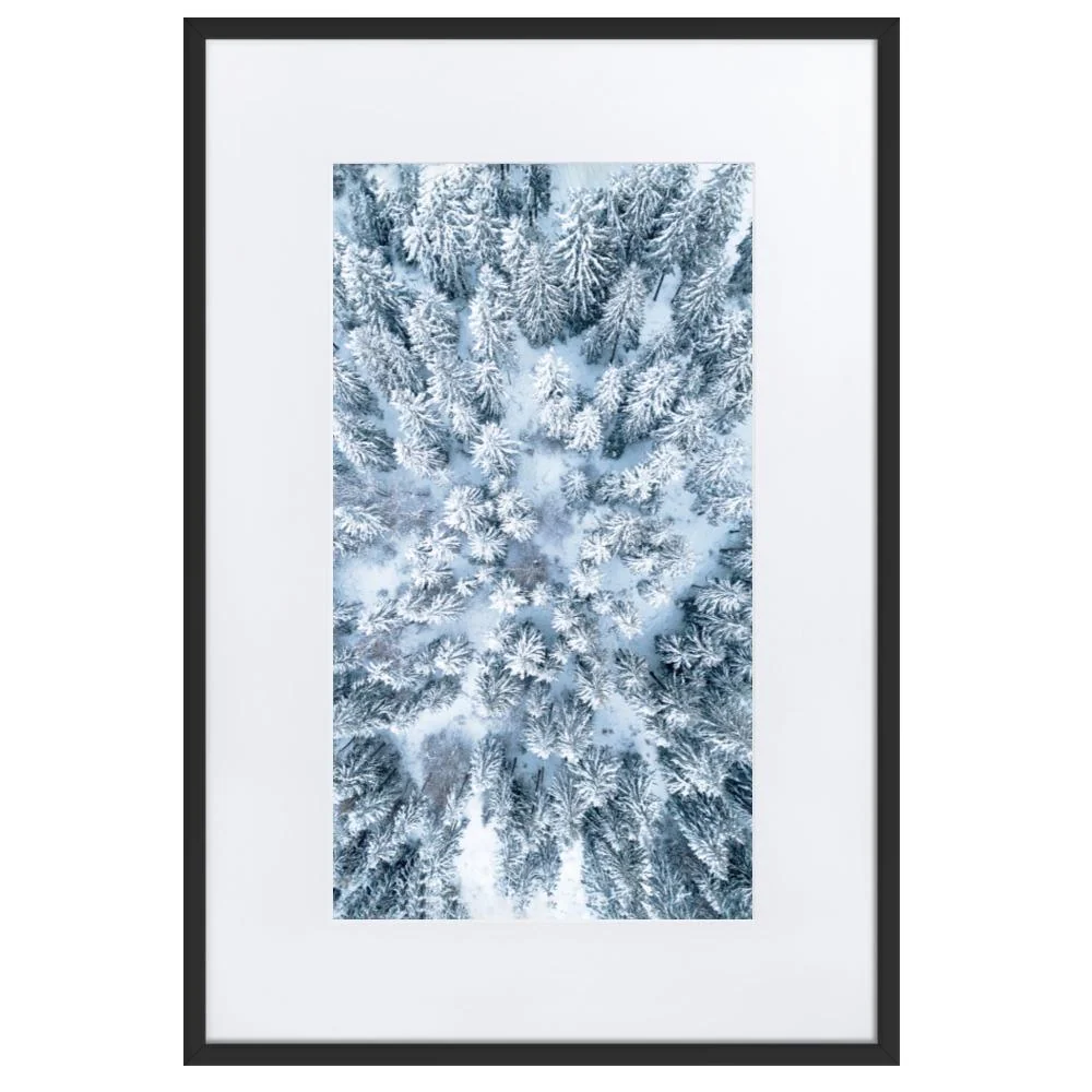 Paisaje nevado 7 - Póster enmarcado con paspartú Negro Kuratoren von artlia