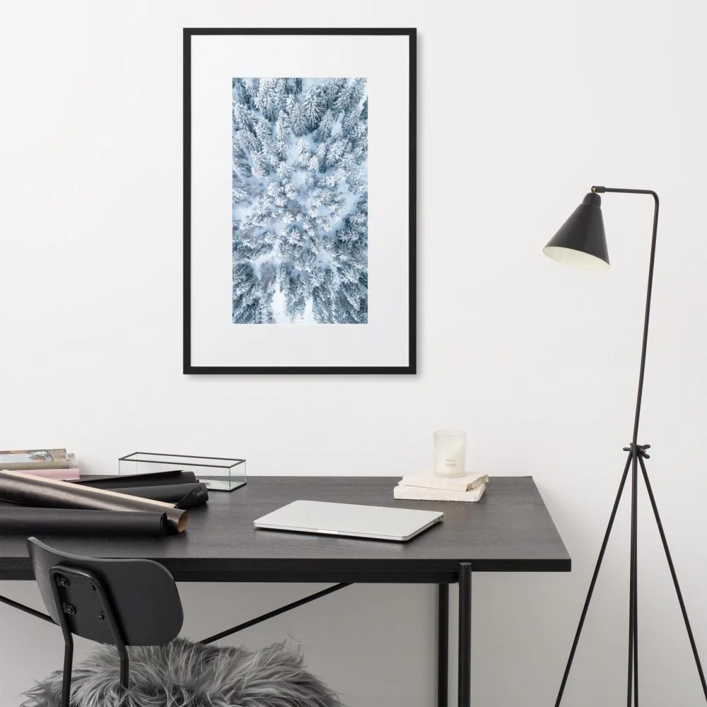 Paisaje nevado 7 - Póster enmarcado con paspartú Negro Kuratoren von artlia