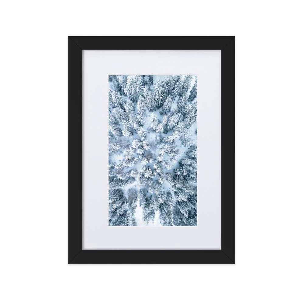 Paisaje nevado 7 - Póster enmarcado con paspartú Negro Kuratoren von artlia