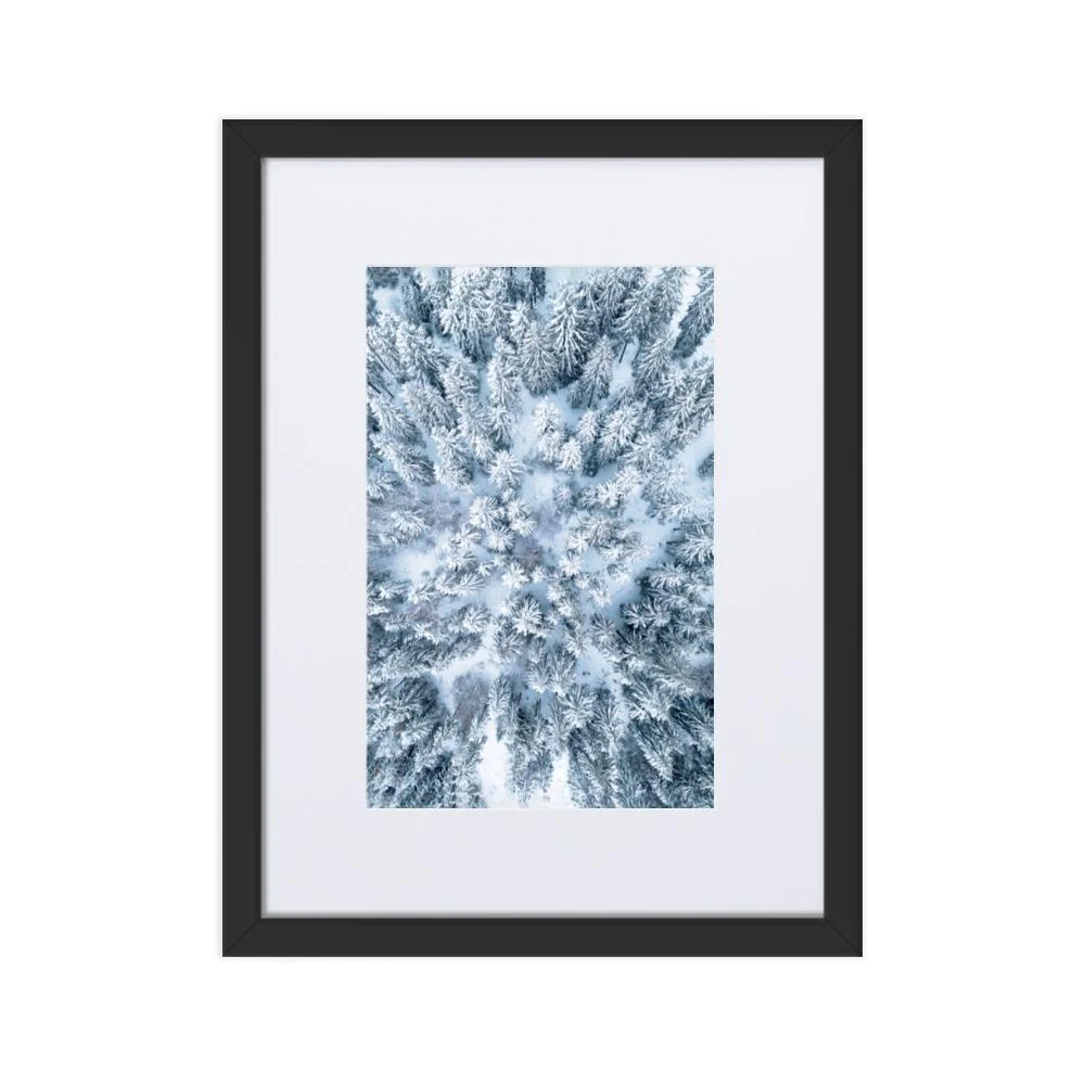 Paisaje nevado 7 - Póster enmarcado con paspartú Negro Kuratoren von artlia