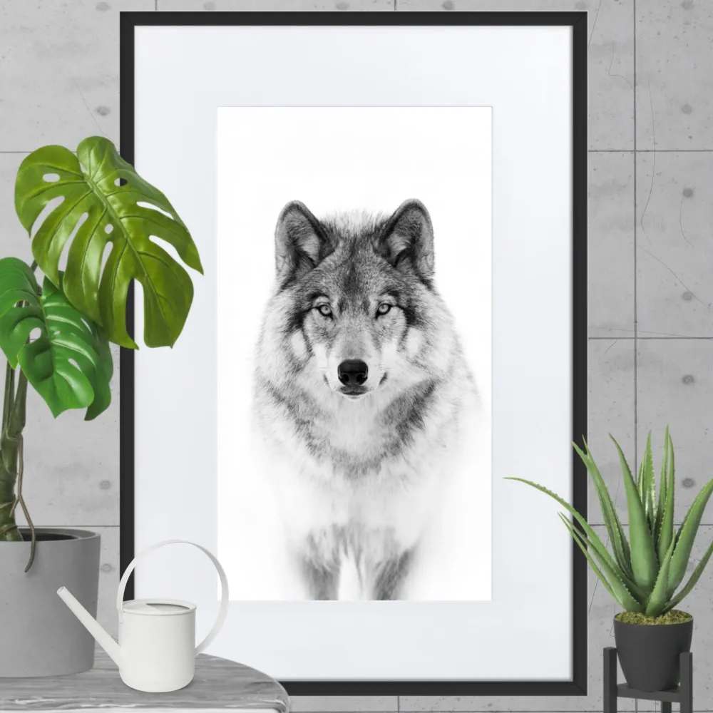 Póster con paspartú - Lobo tranquilo Negro Kuratoren von artlia
