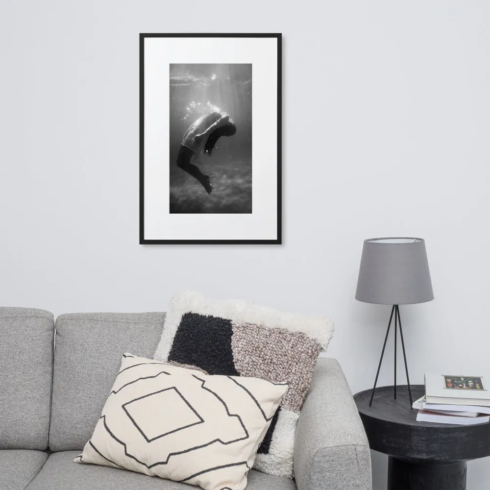 Póster con Passepartout - niñ en el agua Negro Kuratoren von artlia