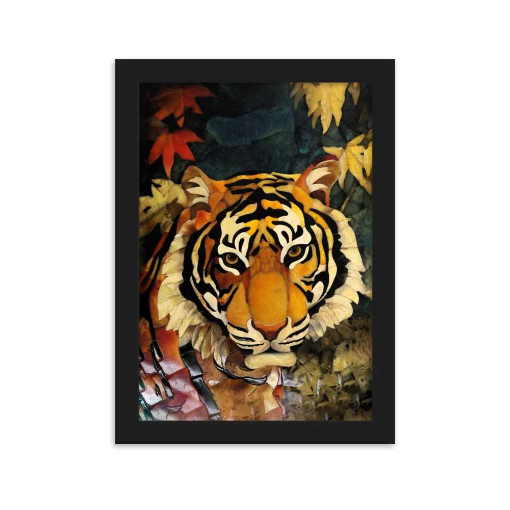 Tigre en otoño - cartel en un marco Negro Kuratoren von artlia