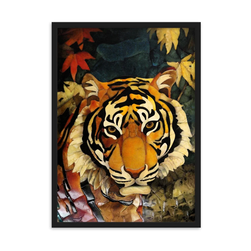 Tigre en otoño - cartel en un marco Negro Kuratoren von artlia