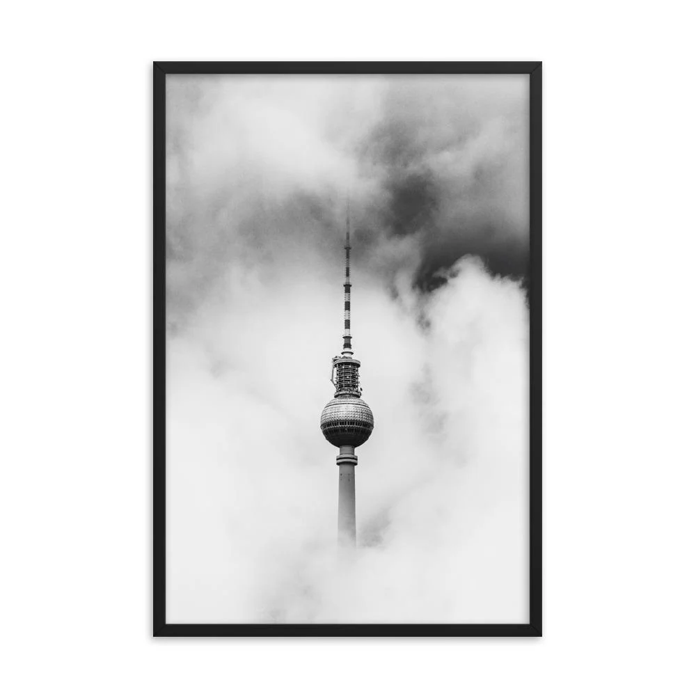 La Torre de Televisión de Berlín - cartel en un marco Blanco Kuratoren von artlia