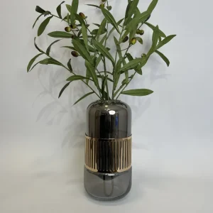 Florero Vidrio Rejilla Metálica La Batea deco