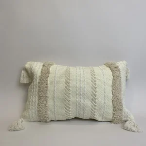 Funda Cojín Crema Pompones La Batea deco