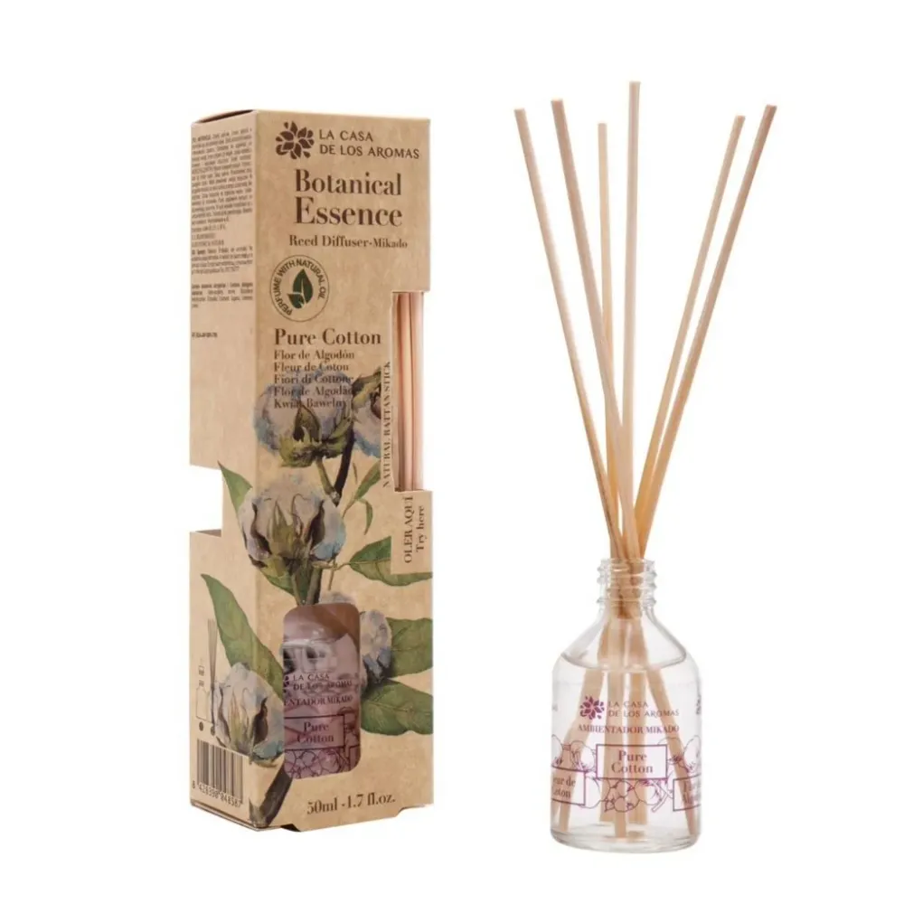 Mikado difusor 50ml aroma pure cotton. Más cómodo y seguro que las velas. Ambientador hogar, casa, habitación. Limpieza fl...