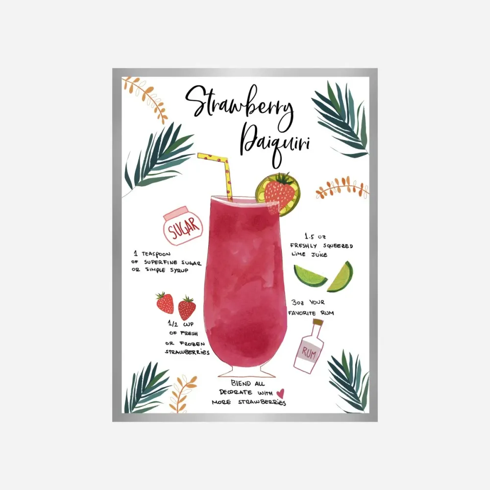 Strawberry Daiquiri Recipe Art Print La Vida en Comida