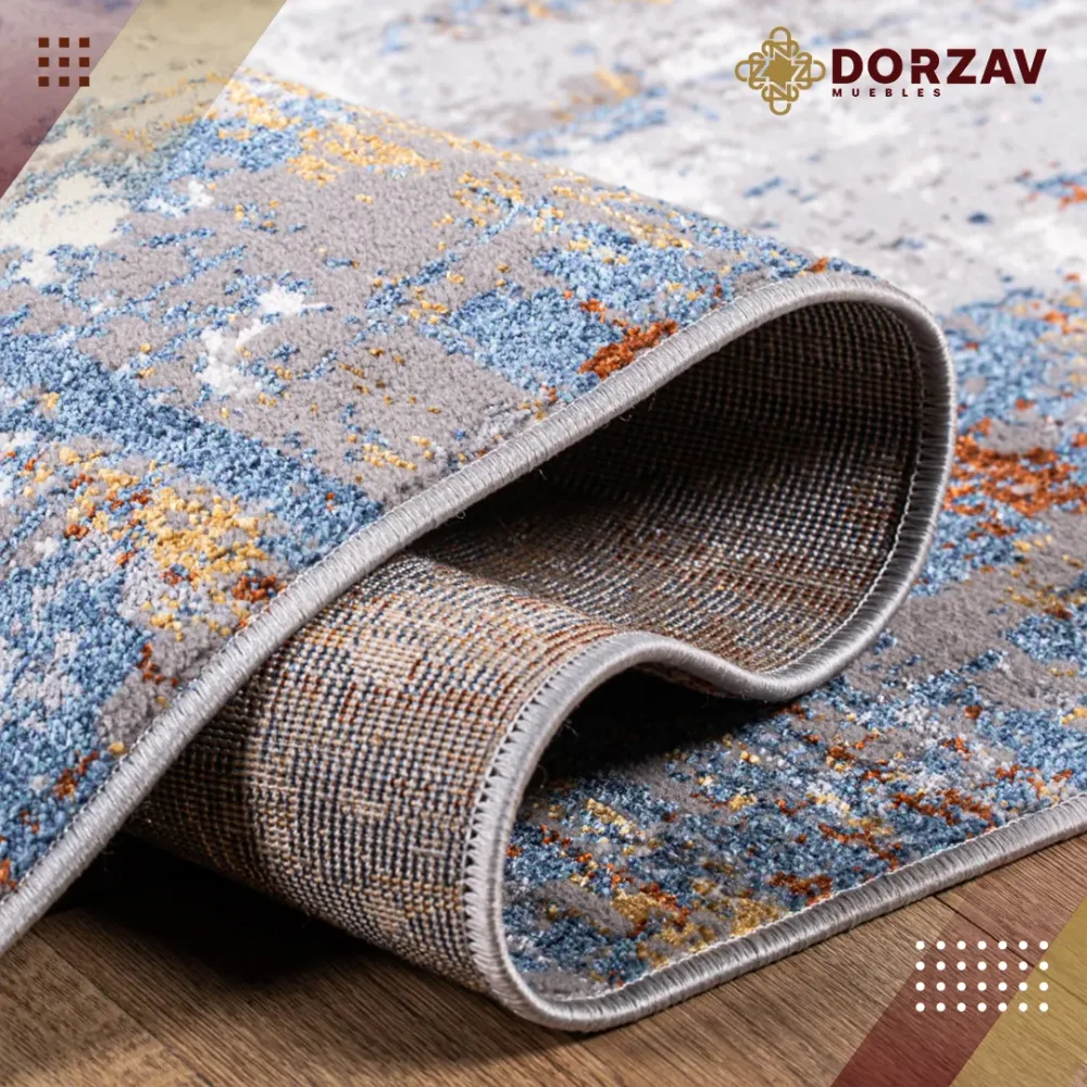 Tapete Decorativo Siena U2034 Azul / Ocre – Abstracto · Interior 60x90cm LAVIN