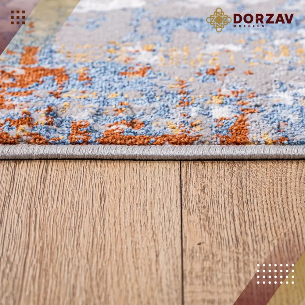 Tapete Decorativo Siena U2034 Azul / Ocre – Abstracto · Interior 60x90cm LAVIN