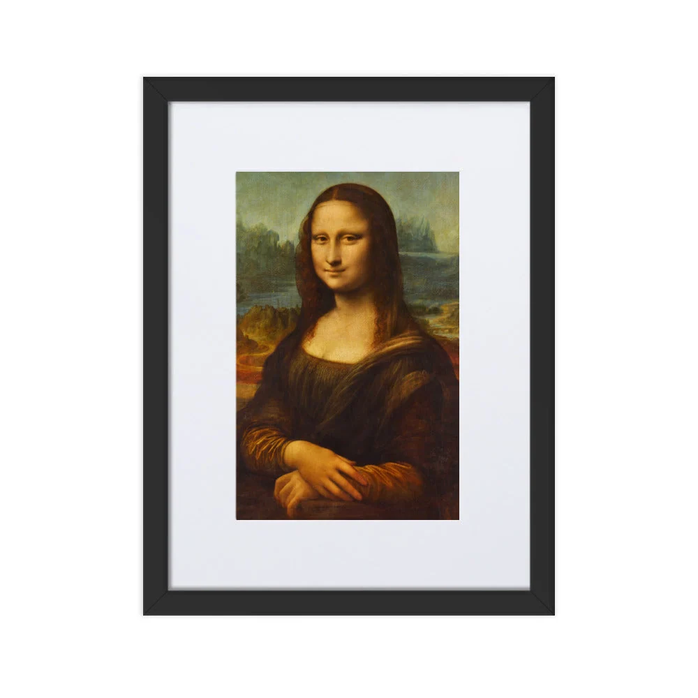 Mona Lisa - cartel en un marco con paspartú Negro Leonardo da Vinci