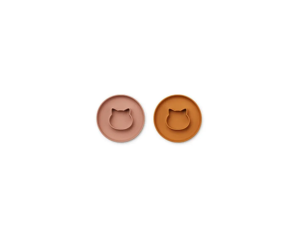Plato infantil dos en uno - Pack de 2 Gordon - Cat Dark Rose/Mustard Mix Les Archives - Liewood