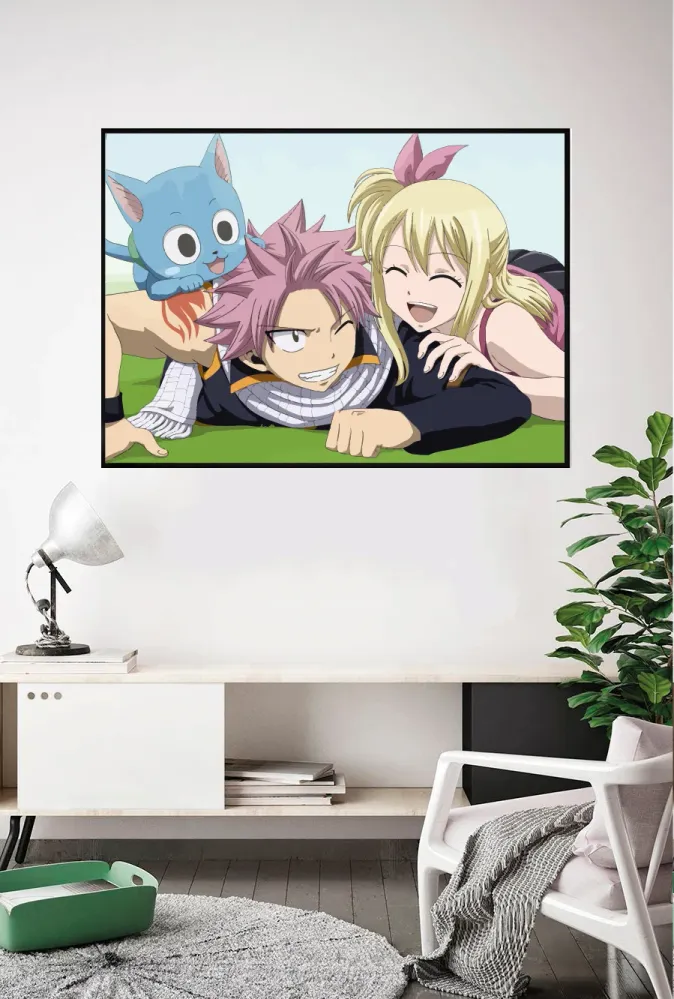 Lámina Natsu Lucy y Happy Estucado