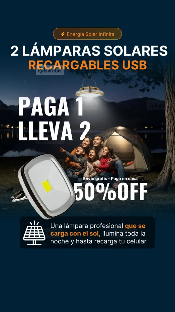 Lámpara Led Solar Usb Recargable Camping comobo 2 x 1