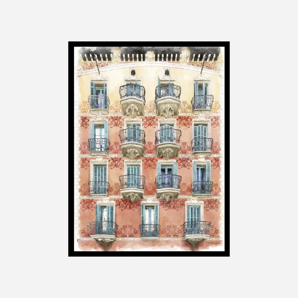 Balcones de Barcelona Amanecer Art Print A5 LNC Originals