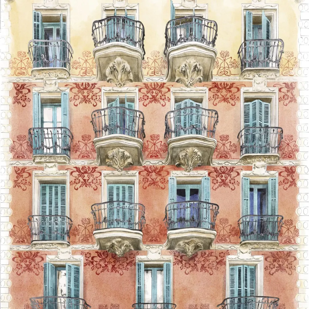 Balcones de Barcelona Amanecer Art Print A5 LNC Originals