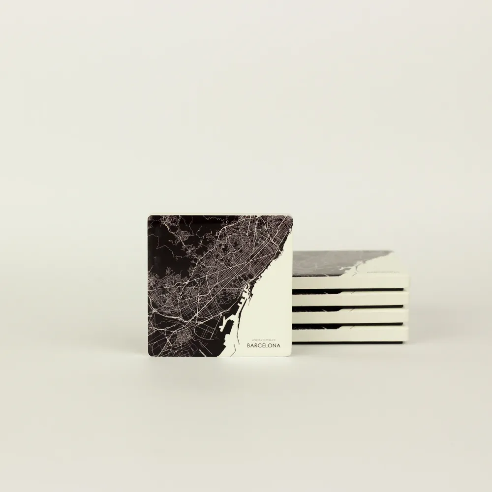 Barcelona Black & White Map Ceramic Magnet LNC Originals