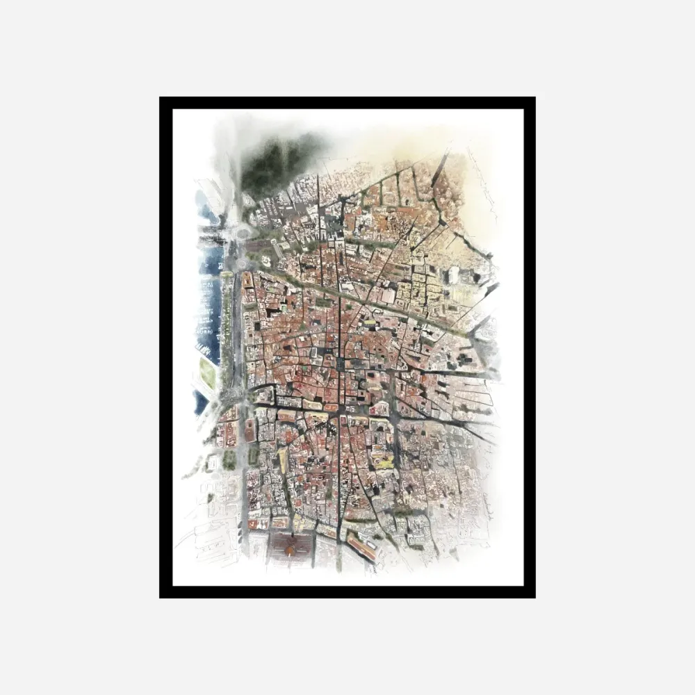 Barcelona Vista Aerea Art Print A4 LNC Originals
