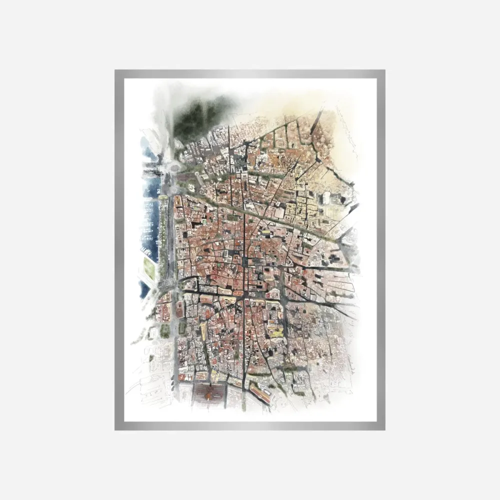 Barcelona Vista Aerea Art Print A4 LNC Originals