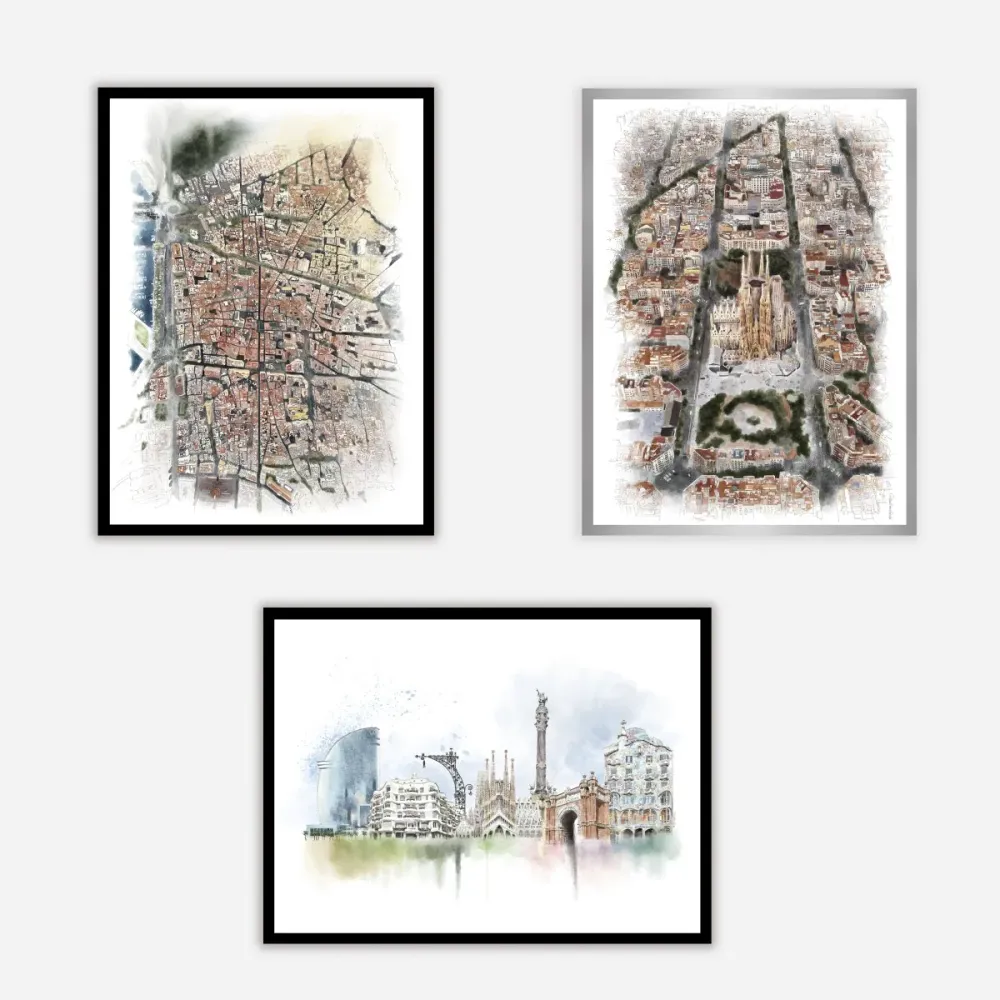 Barcelona Vista Aerea Art Print A4 LNC Originals