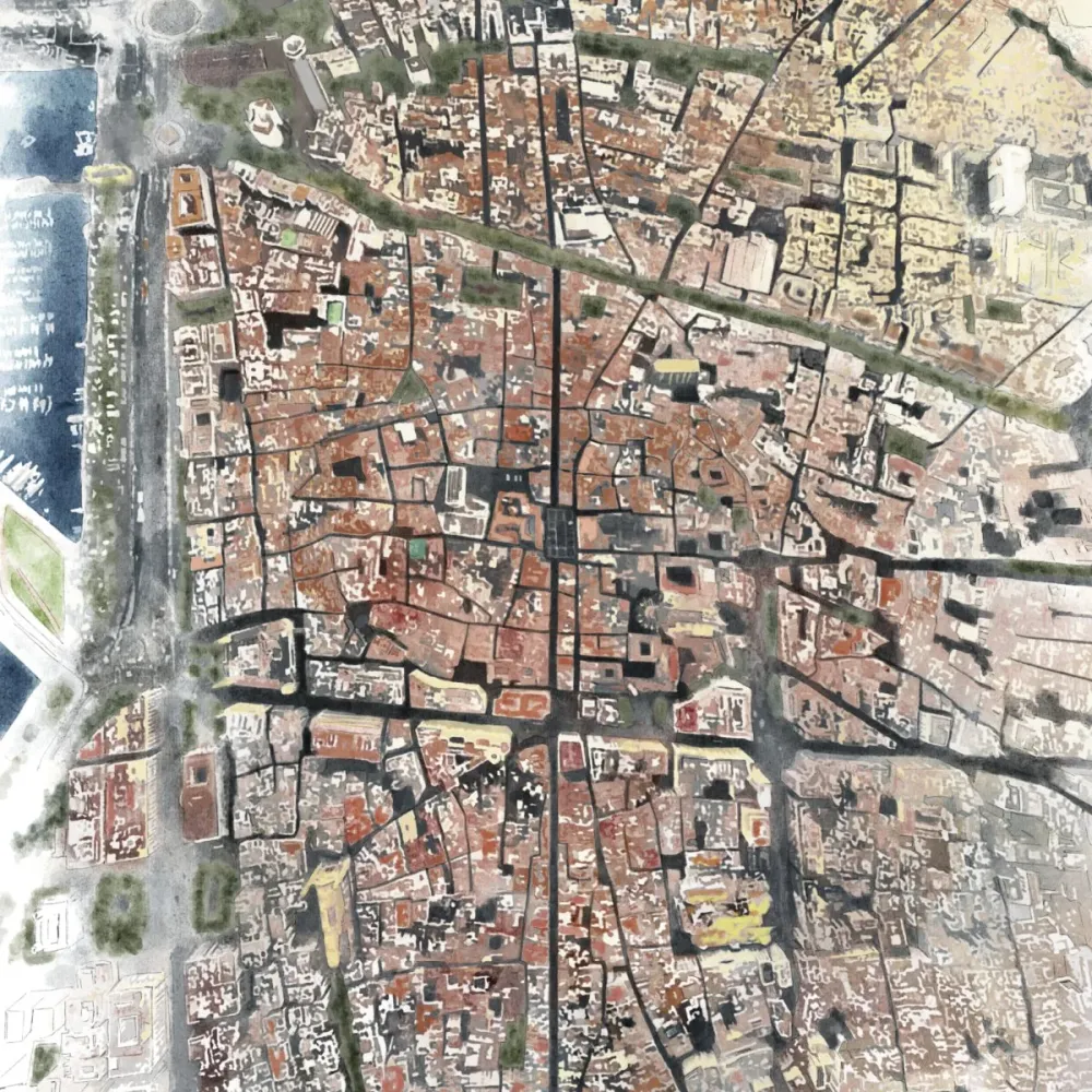 Barcelona Vista Aerea Art Print A4 LNC Originals