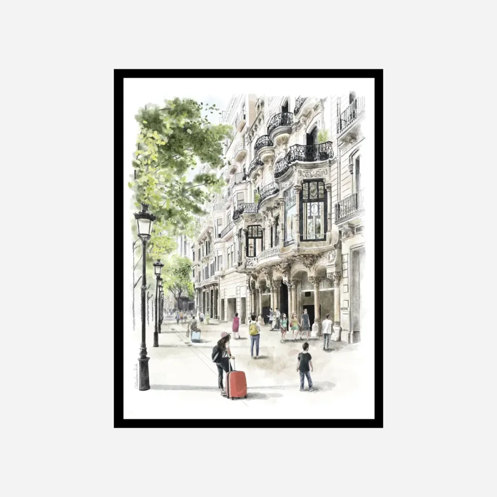 Passeig De Gracia Art Print A5 LNC Originals