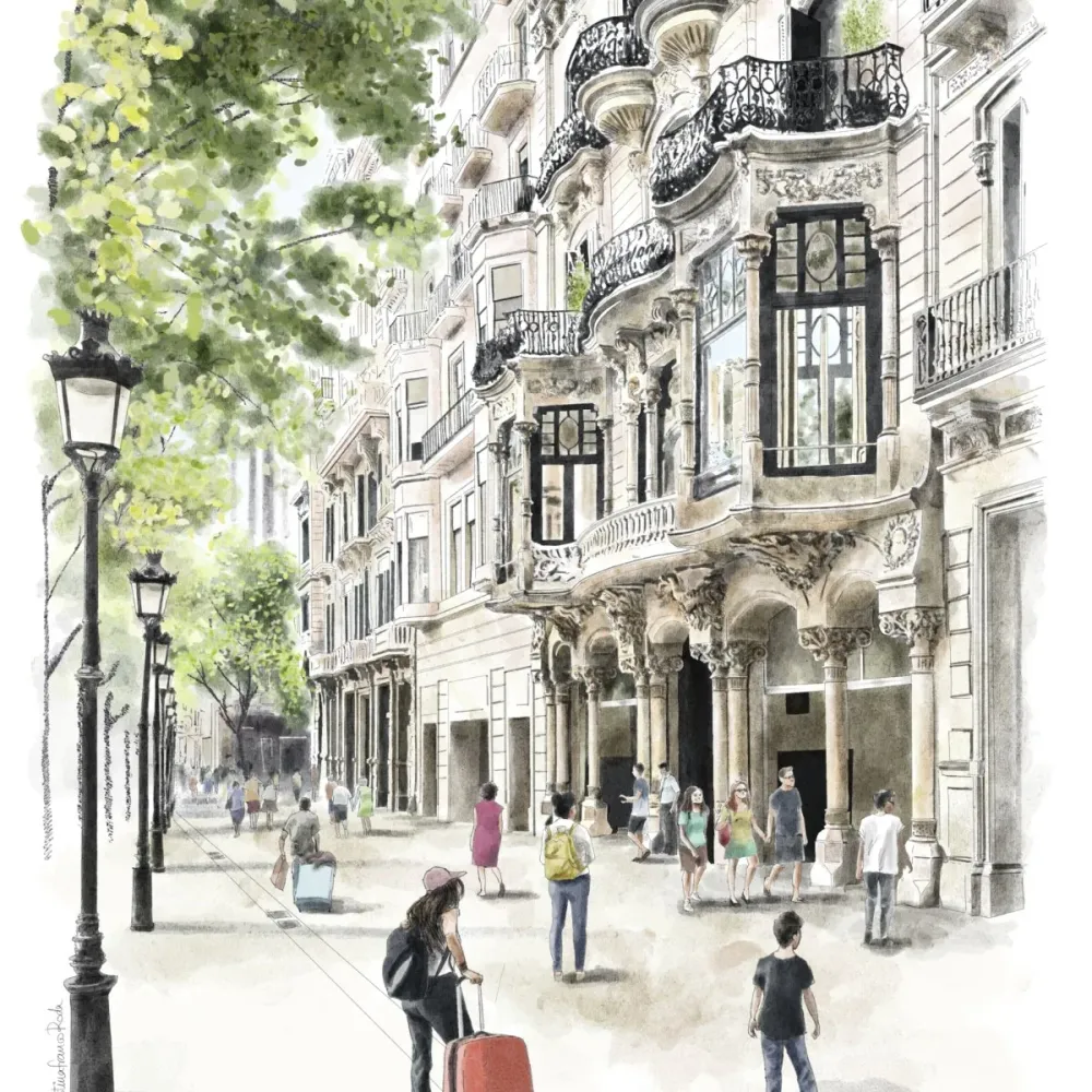 Passeig De Gracia Art Print A5 LNC Originals