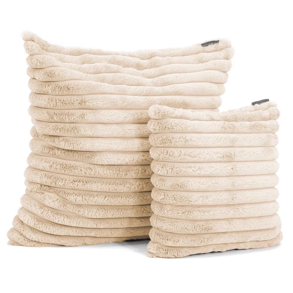 Fundas de Cojín Extra Grande 70 x 70cm - Pana de Felpa Ultra Crema Crema Lounge Pug