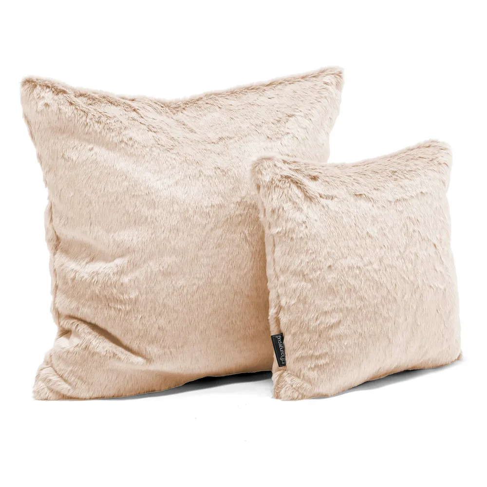 Fundas de Cojín Extra Grande 70 x 70cm - Piel de Conejo Sintética Blanco Blanco Lounge Pug