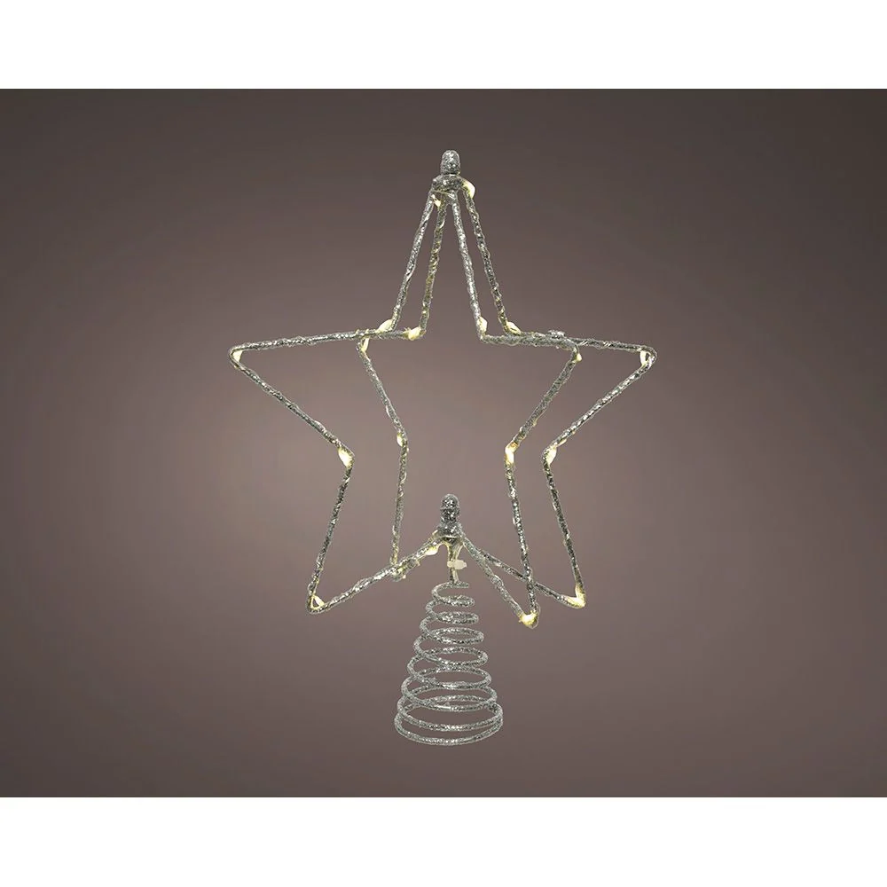 ADORNO ESTRELLA 3D PARA ÁRBOL NAVIDAD, PLATEADA, 20 LED, 20 x 5,5 x 25,5 cm LUMINEO