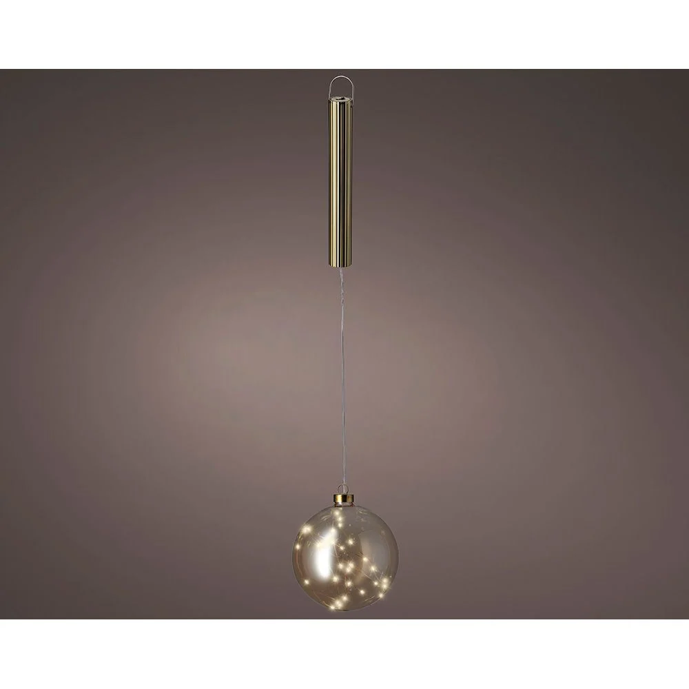 BOLA COLGANTE DE CRISTAL MICRO LED, DORADA, Ø14cm. LUMINEO