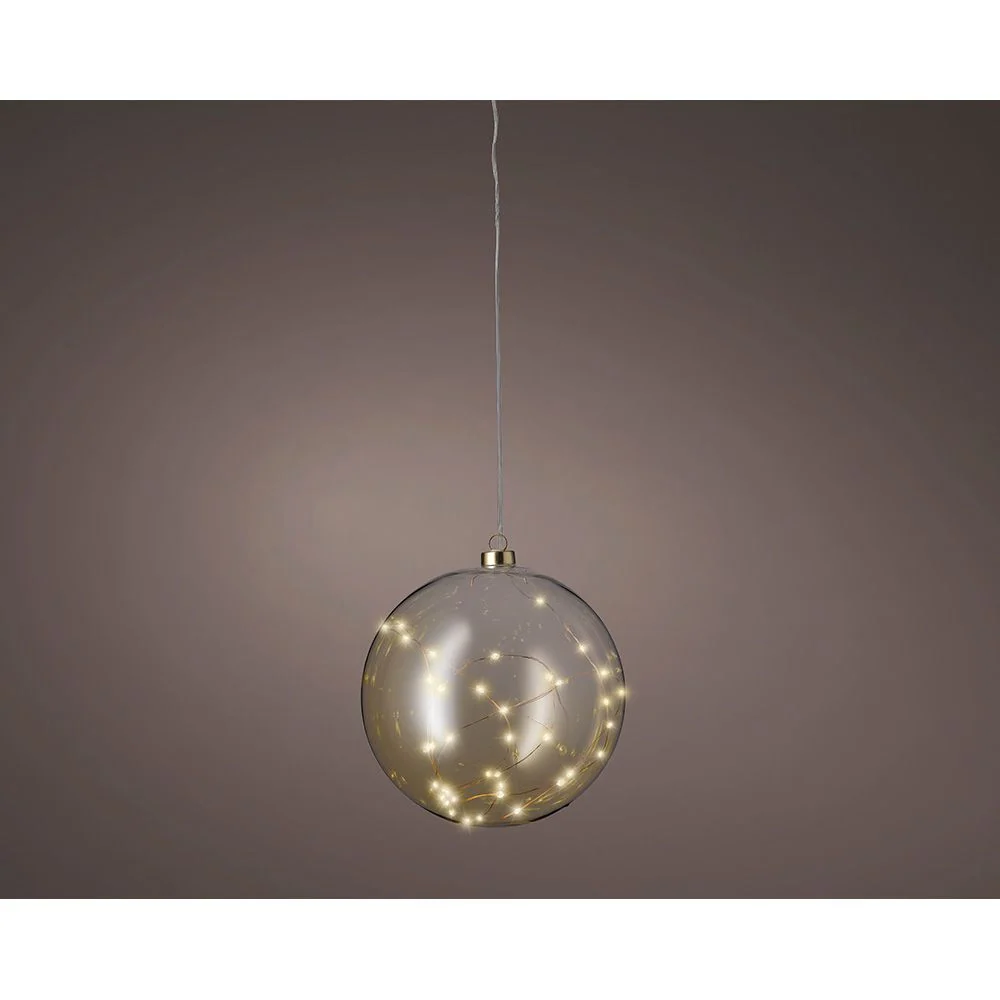 BOLA COLGANTE DE CRISTAL MICROLED, LUZ FIJA BLANCO CALIDO Ø21 cm LUMINEO