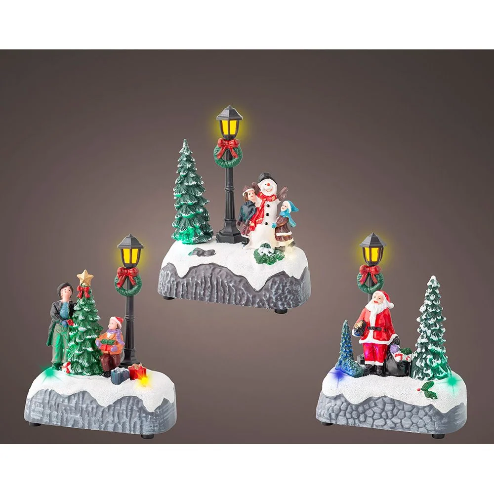 FIGURA NAVIDEÑ LED CON FAROLA, 3 MODELOS LUMINEO