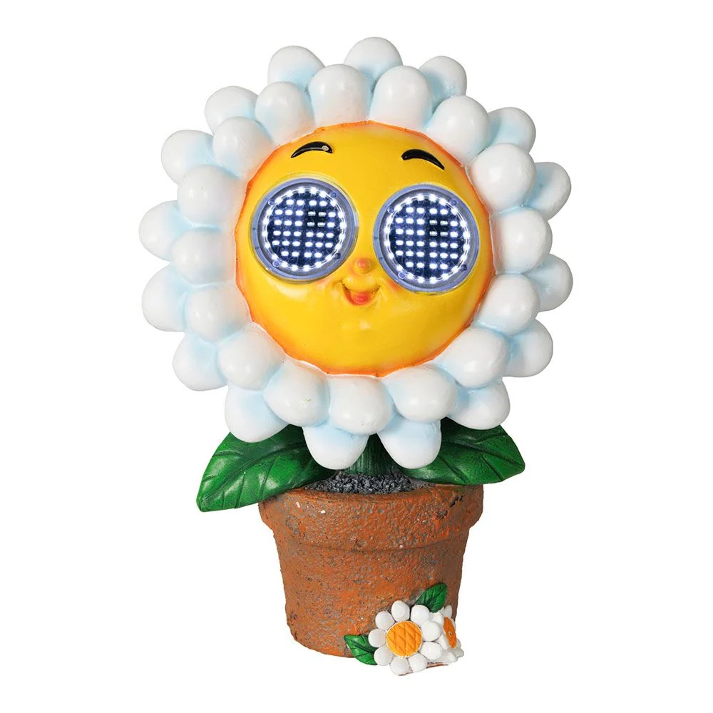 FIGURA SOLAR MARGARITA BLANCO / AMARILLO; 15,5 x 10,5 x 22 cm LUMINEO