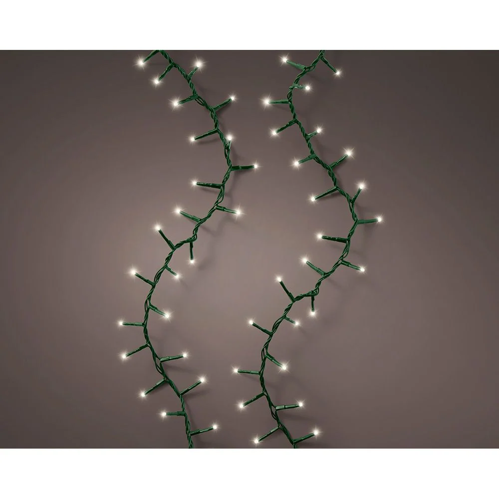 GUIRNALDA LED COMPACT CONNECT (INTERCONECTABLE) MULTIFUNCIÓN 500 LEDS LUZ CÁLIDA CON EFECTO INTERMITENTE CABLE VERDE EXTER...