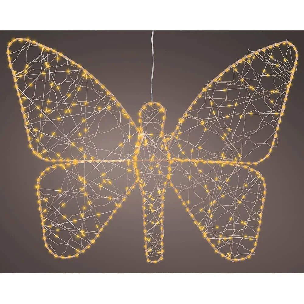 LUZ LED DECORATIVA MARIPOSA DE METAL 436 LED, EXTERIOR, MICROLED, DORADA 43 x 58 cm LUMINEO