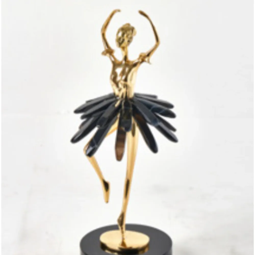 ESCULTURA DE BAILARINA DORADO Y NEGRO 11*11*28CM LUXURY LIVING