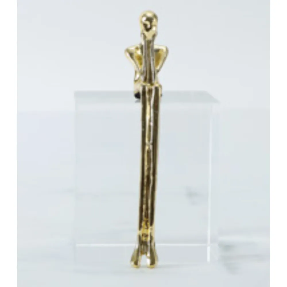 ESCULTURA DORADO Y CLEAR 8*8*14CM LUXURY LIVING