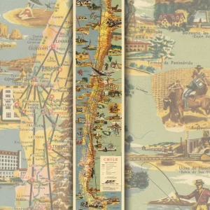 Mapa de Chile ilustrado de 1955 - Lámina MAPPIN
