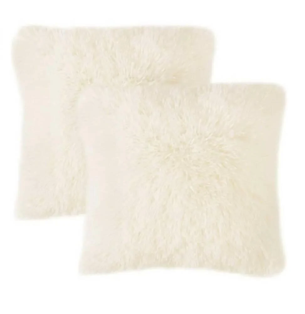 Cojin x2 Decortivo Péludo Marfil Marketplace - DB