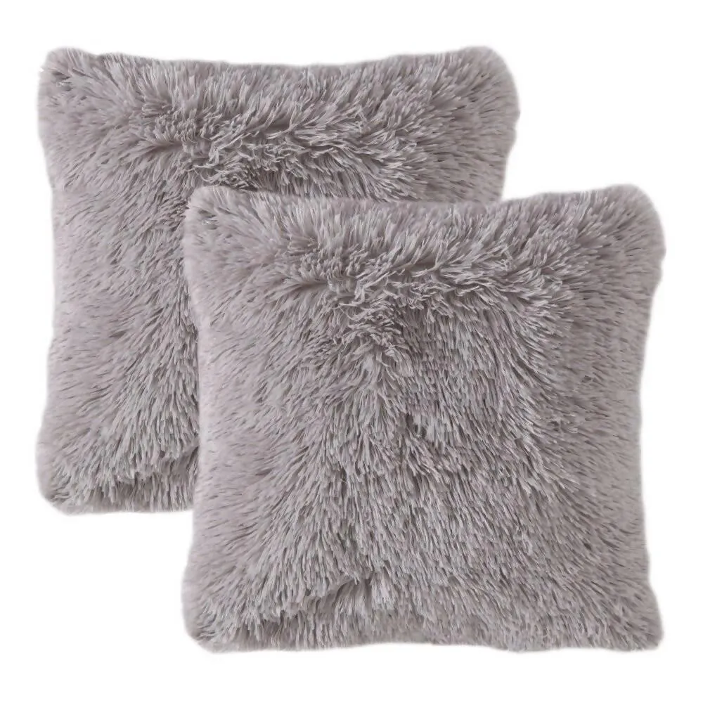 Kit X 2 Fundas Cojines Peluda Gris Claro Marketplace - DB