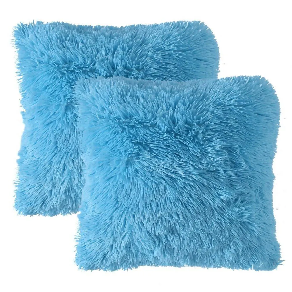 Kit X 2 Fundas Cojines Peludo Azul Claro Marketplace - DB