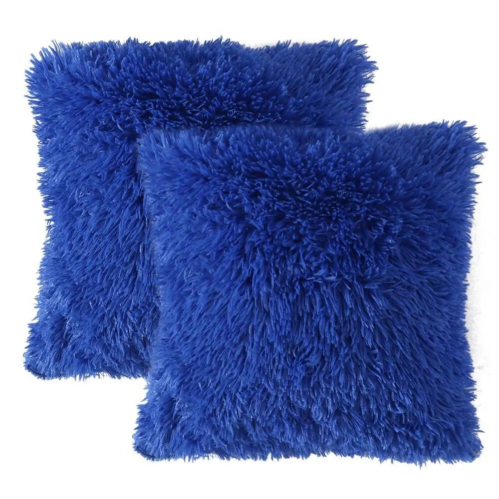 Kit X 2 Fundas Cojines Peludo Azul Rey Marketplace - DB