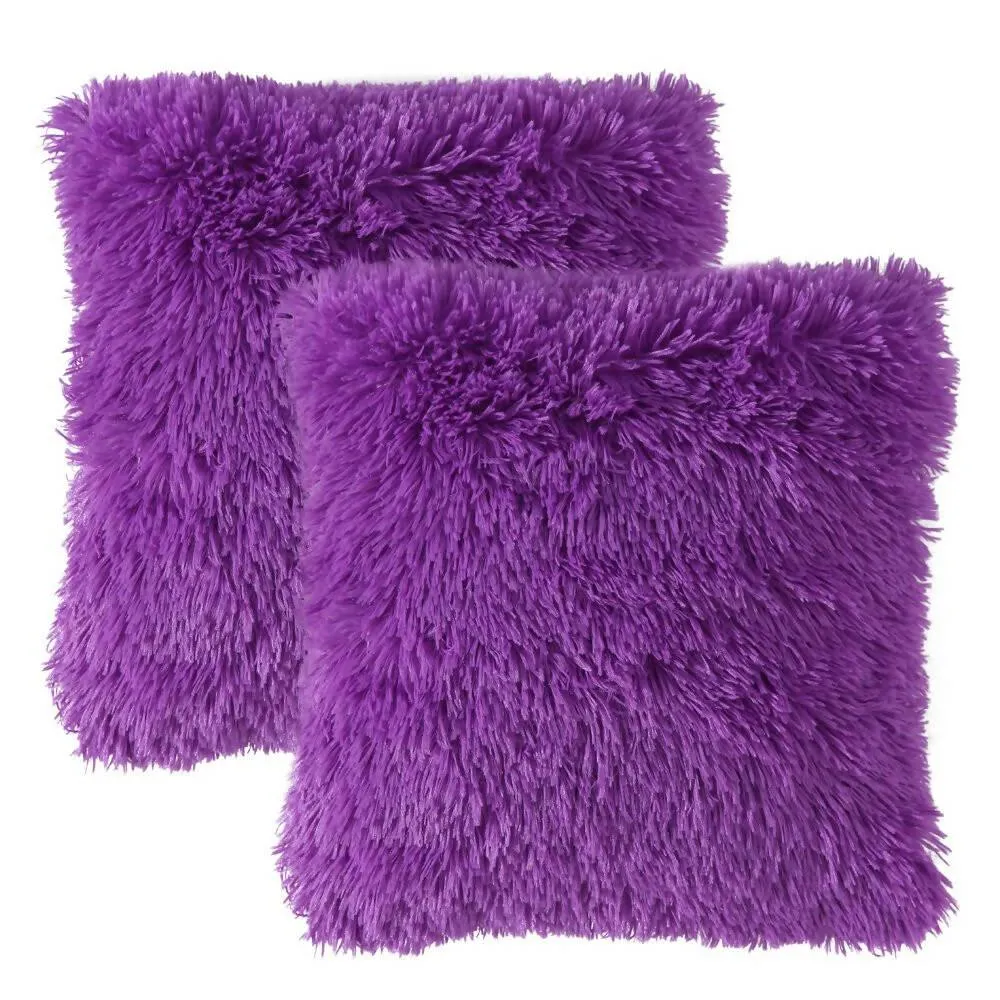 Kit X 2 Fundas Cojines Peludo Lila Marketplace - DB